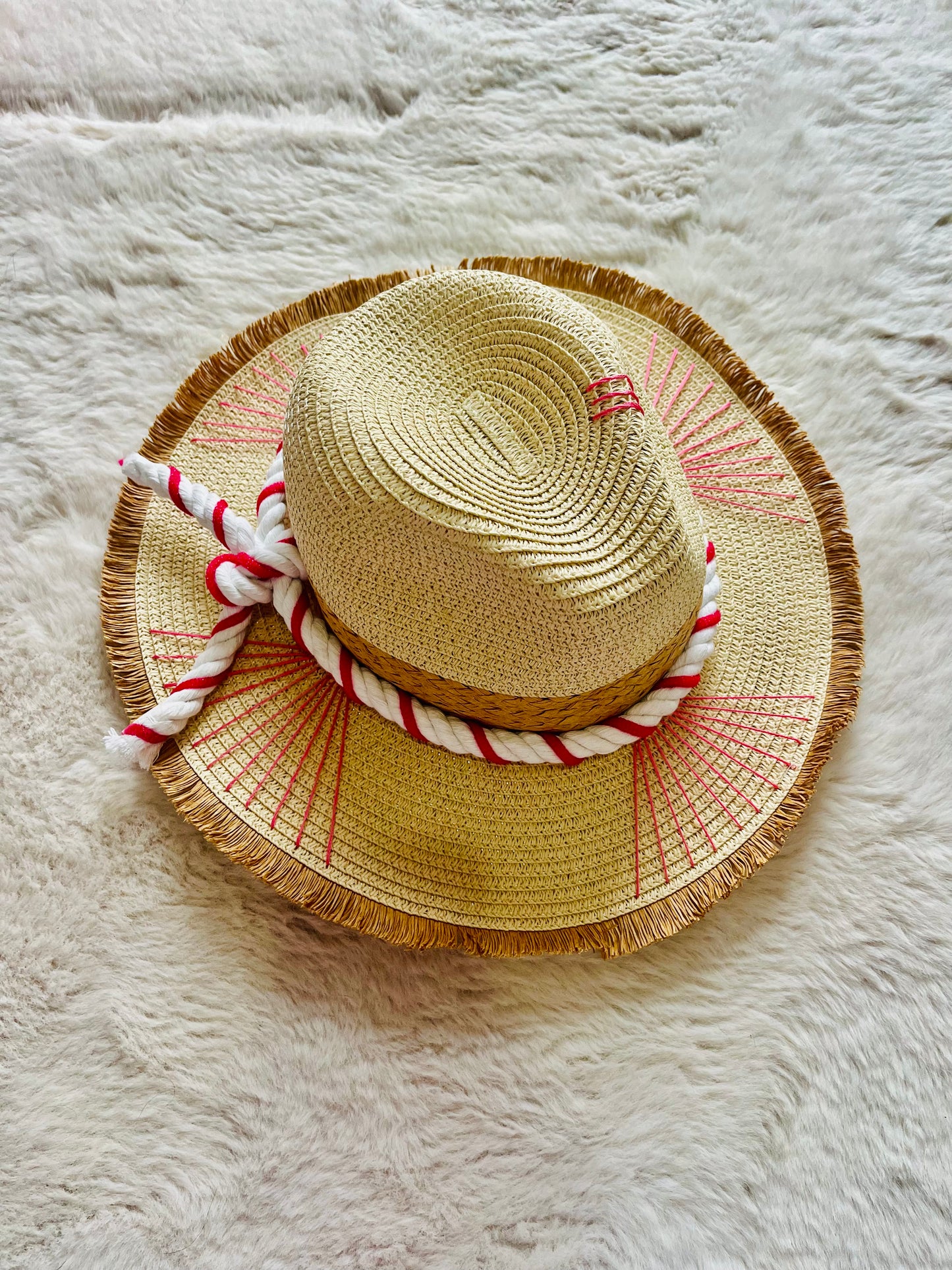 Pink and White Sun Hat