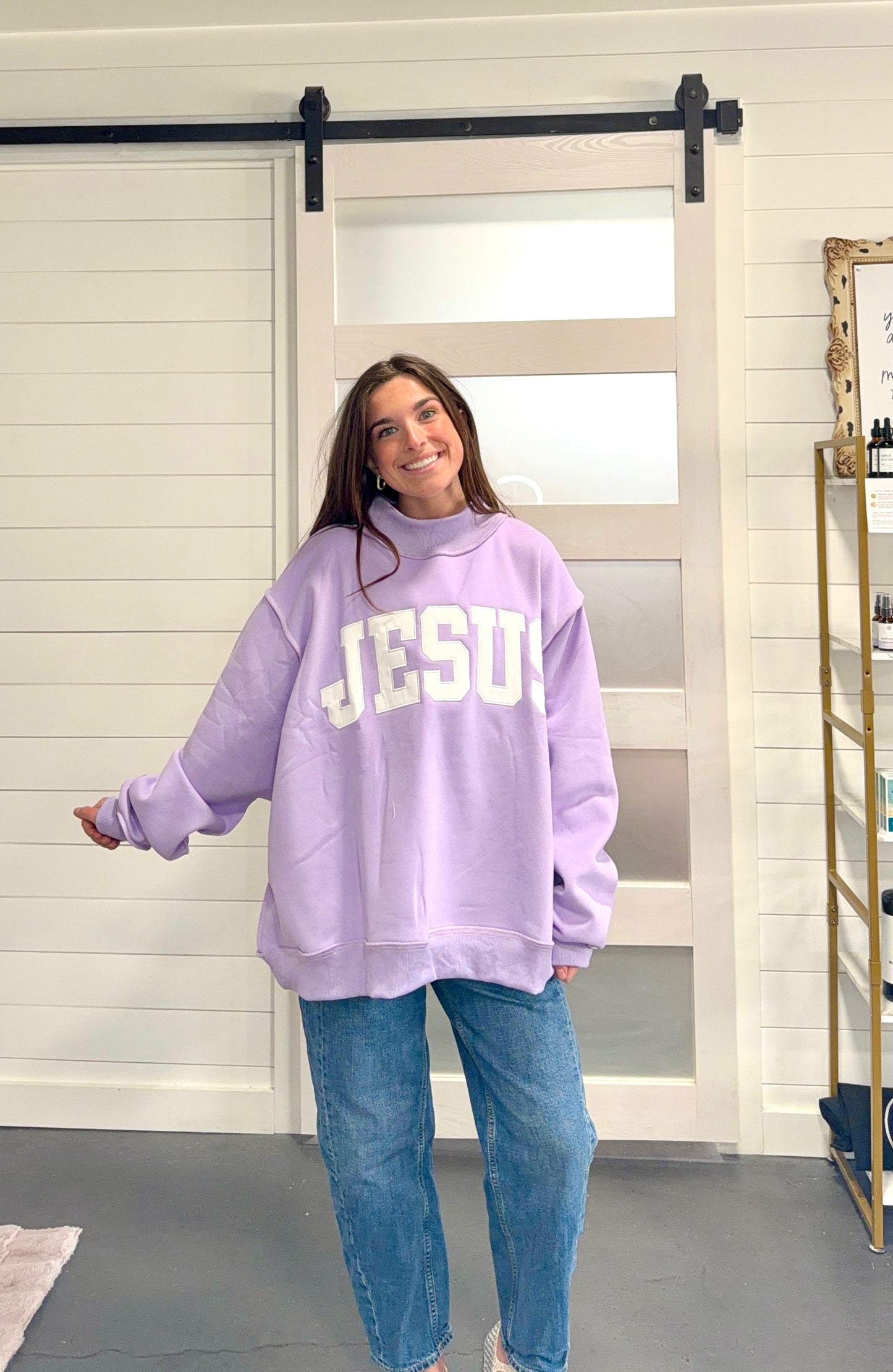 Jesus Lavender Mock Neck
