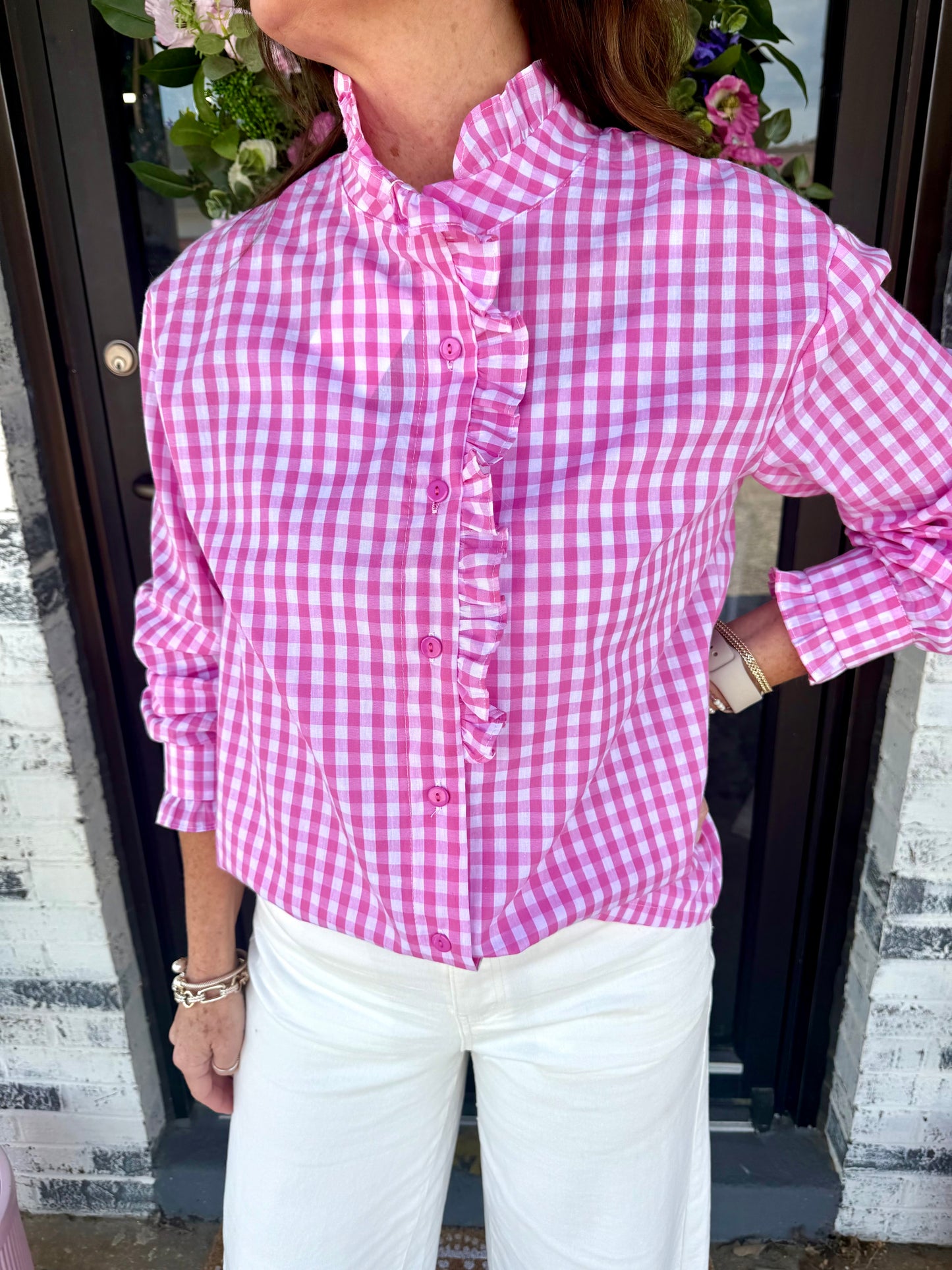 Pink Gingham Top