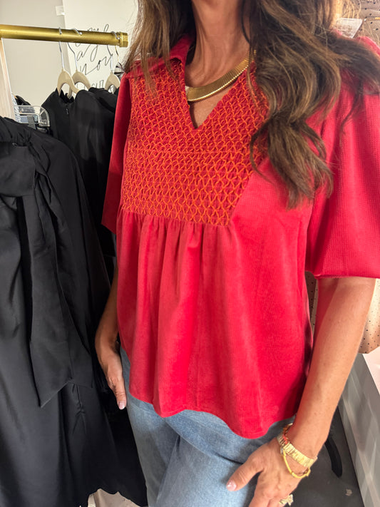 Ruby Romance Smocked Blouse