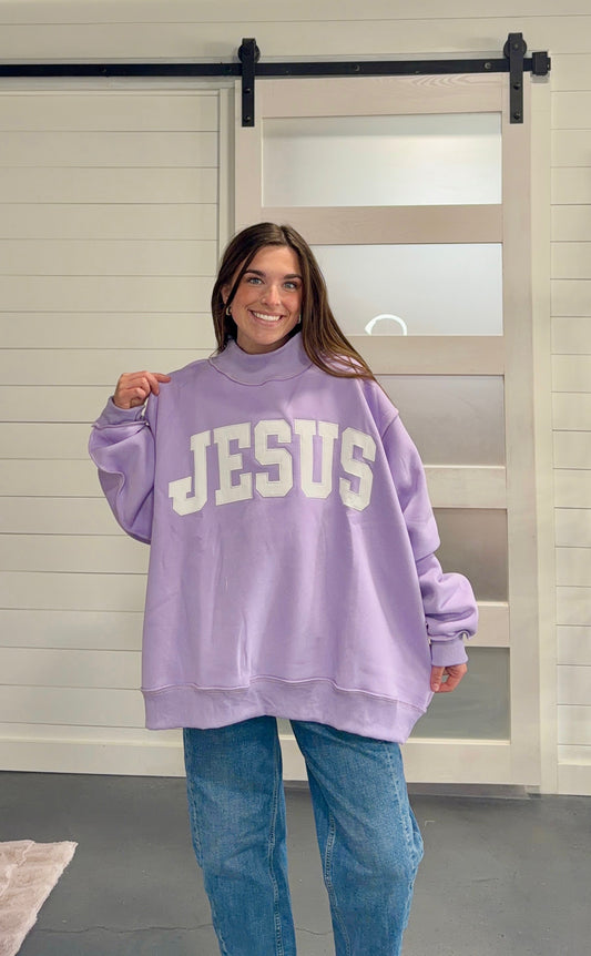 Jesus Lavender Mock Neck