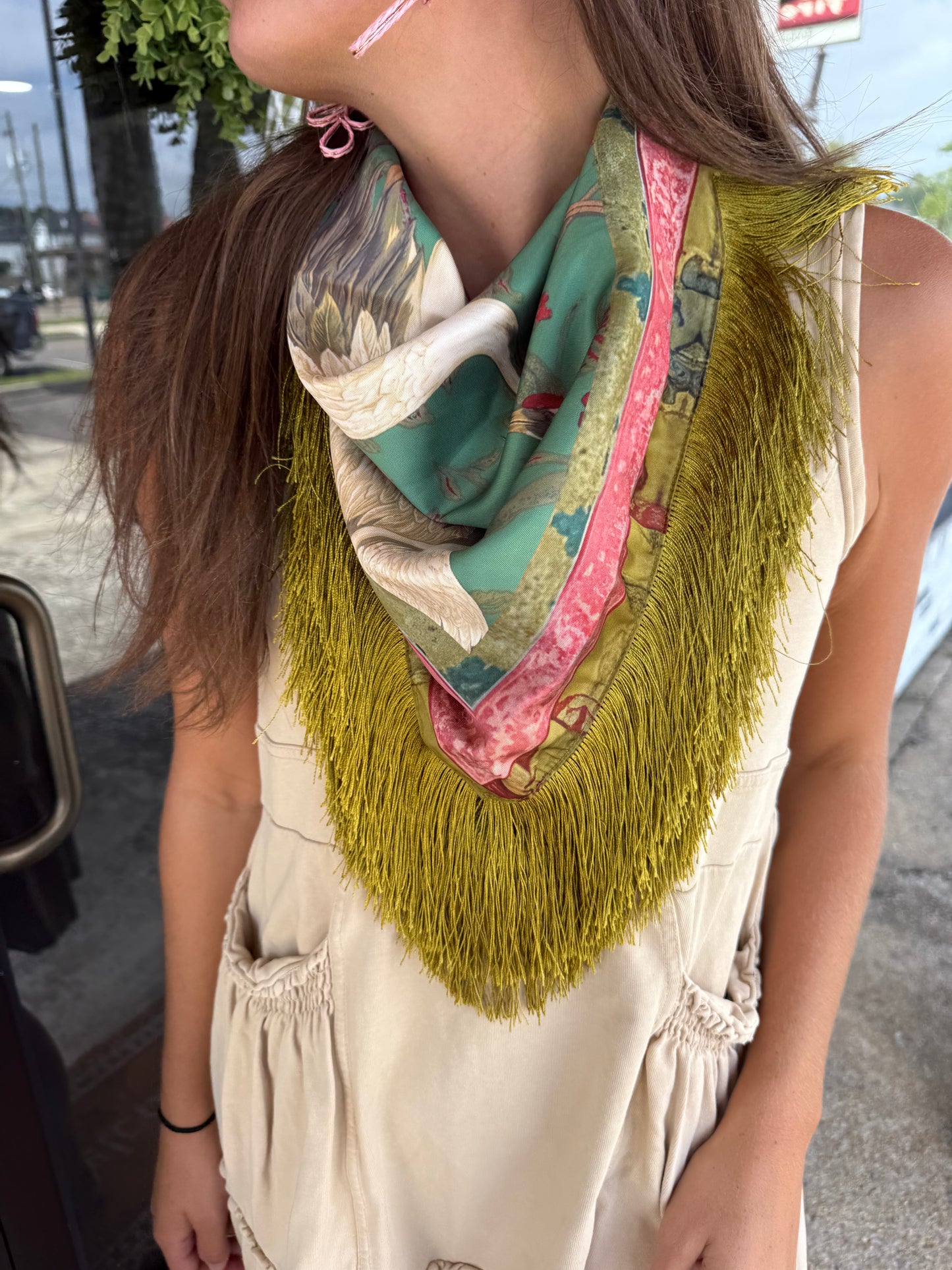 Crane Fringe Scarf